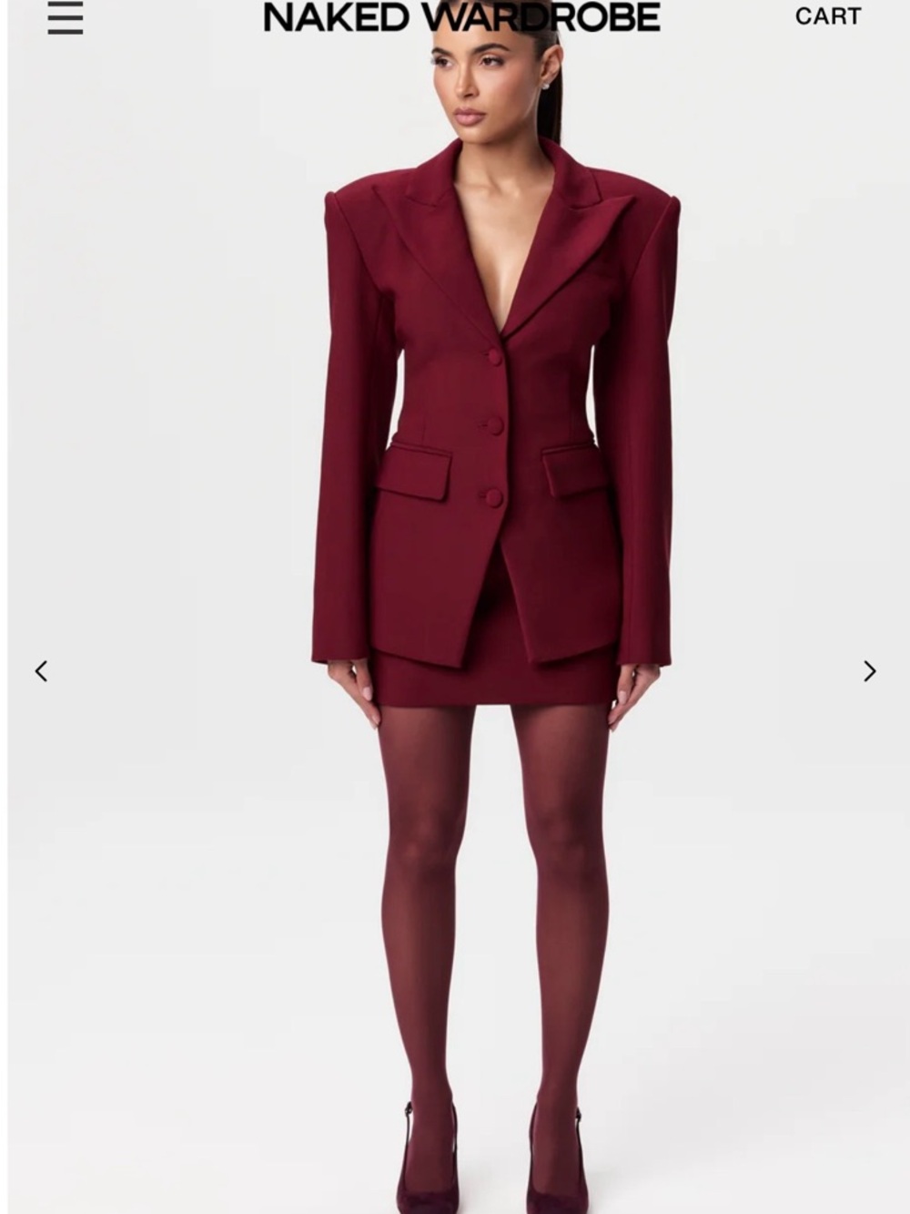 naked wardrobe Merlot Structured Notched Blazer
